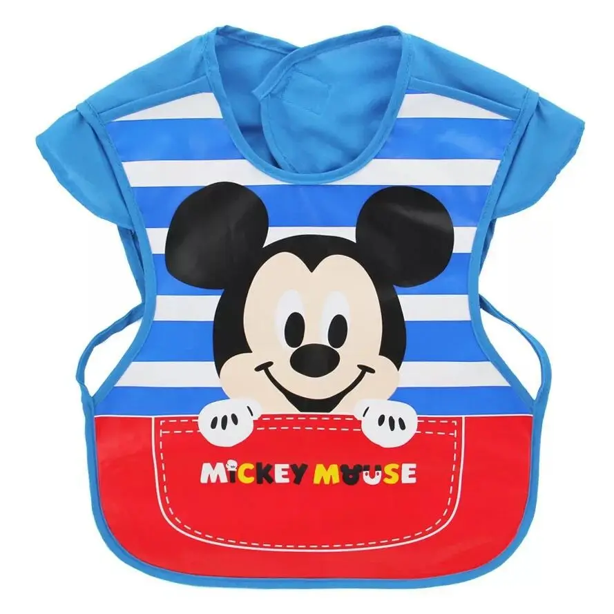 Disney minnie Eva bib waterproof children's smock maternity boy girl baby kindergarten cartoon saliva towel bib T-shirt Mickey - Цвет: 1