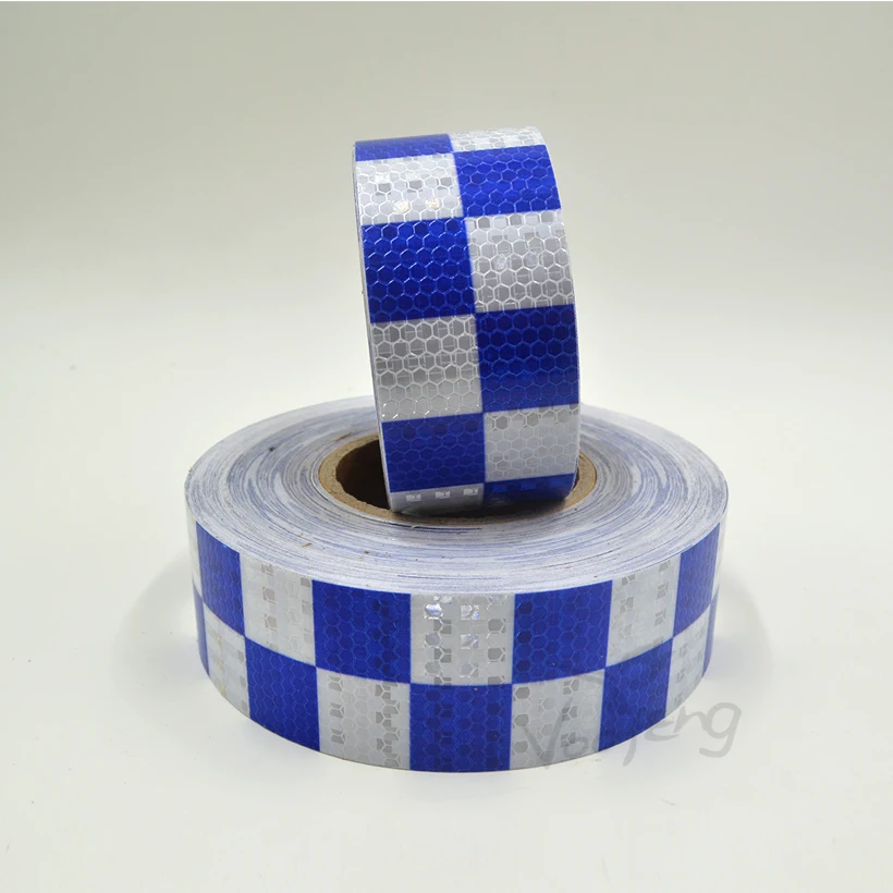 Blue/white Square diamonds reflective tape with self adhesive for truck Free shipping