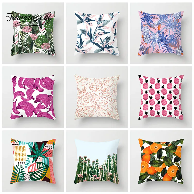 

Fuwatacchi Fruit Painted Cushion Cover Plant Pineapple Banana Pillow Cover Polyester Throw Sofa Home Decoration Pillowcase
