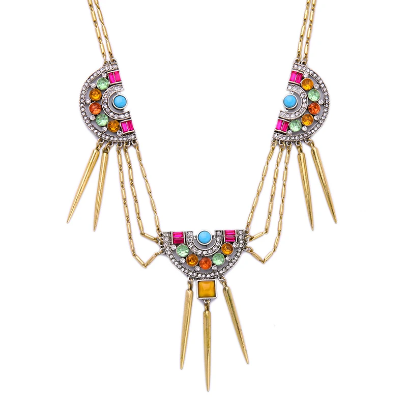 

New Design Bohemian Necklace Fashion Hyperbole Colorful Crystal Jewelry Boho Chic Necklace Choker