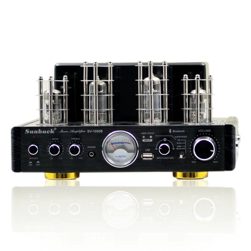 

SV-1050B Vacuum valve tube 6P15 + 6N2+ LM1875T HiFi bluetooth amplifier 25W+25W headphone MP3 USB CD DVD 220V