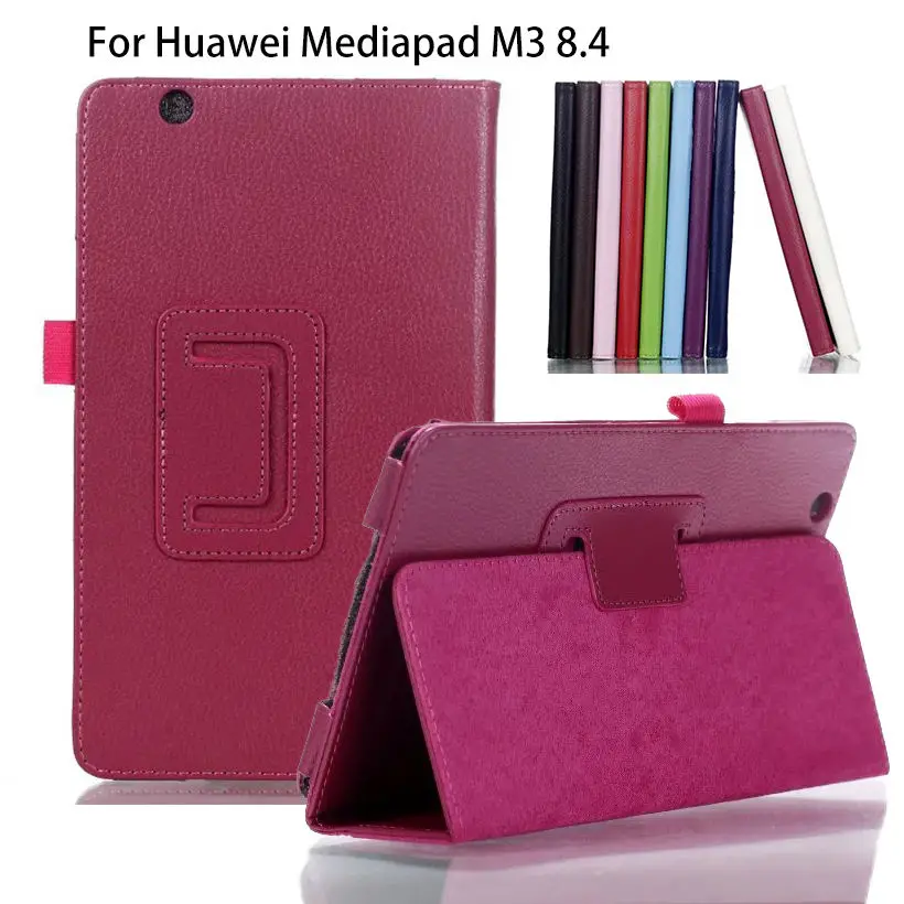 Ультратонкий чехол-книжка из искусственной кожи с 2 папками личи для Huawei MediaPad M3