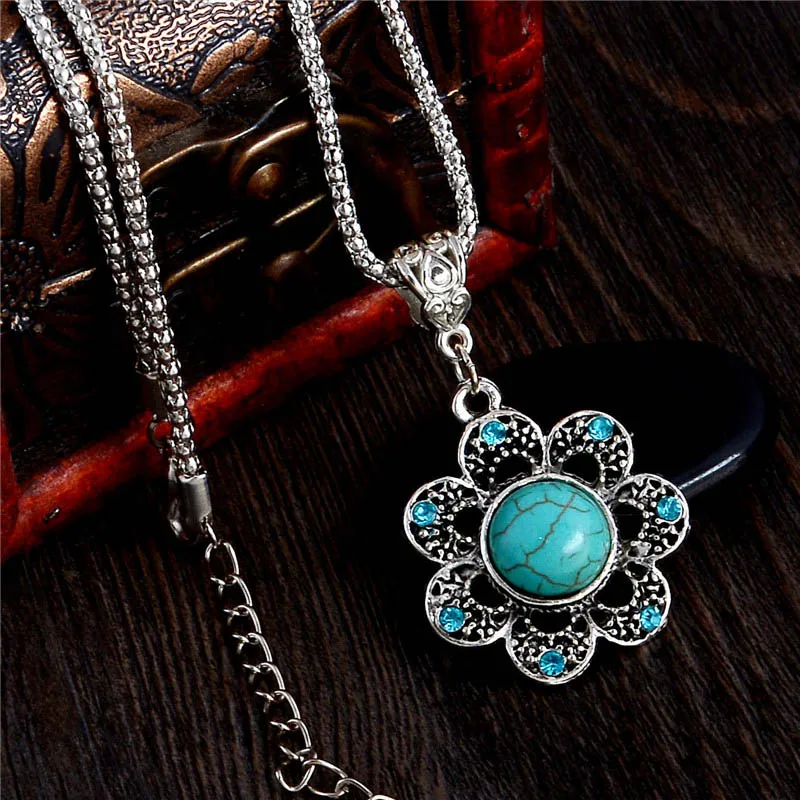 H: HYDE изысканный дизайн Винтажный стиль элегантный синий камень натуральный камень в форме листа кулон ожерелье для женщин Collier fenme