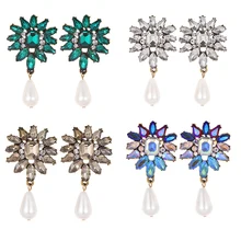 

ZHINI 2/PCS Long Earrings Trend Alloy Water Droplets Marry Stud Earrings Fashion Imitation Party For Women Earrings