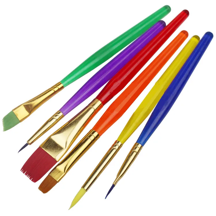 Multicolour transparent plastic rod child pigment paint brush baby