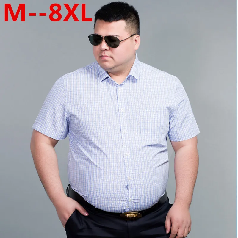 Мужские рубашки 10XL 9XL 8XL 6XL 5XL 100% хлопок повседневные свободные клетчатые с