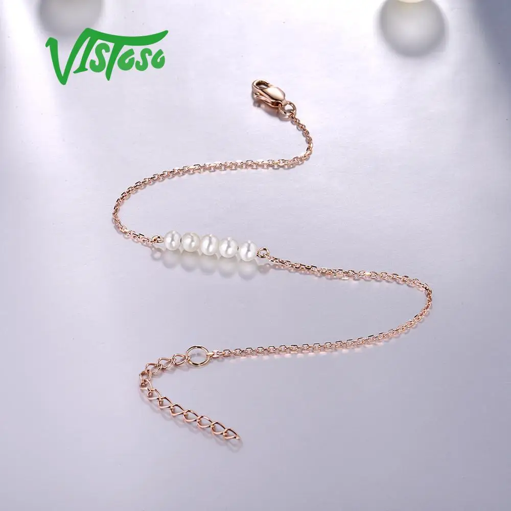 VISTOSO 14 K браслет из розового золота для женщин подлинный трендовый пресной воды