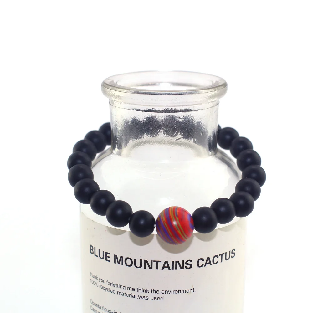 

Natural Black Matt Stone Buddha Beads Bracelets Fashion Jewelry Women Men Bracelet Charm