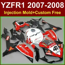 100% d'injection pour YAMAHA YZFR1 2007 2008 R1Santander 41 rouge blanc ensemble de carénage YZF1000 07 08 carénages kits YZF R1 YZF1000