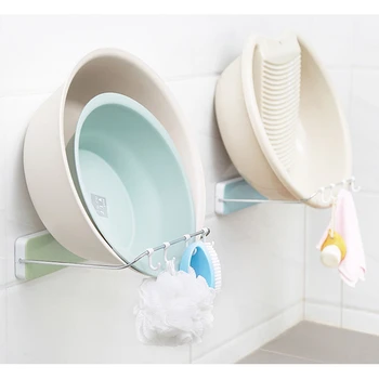

Wall Washbasin Hooks Bathroom Creative Traceless Staircase Strong Wall Mounted Basin Rack Hanging Frame