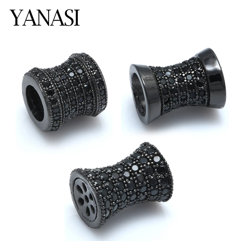 

3 Styles Black Spacer Tube Beads Slider Beads Pave Cubic Zirconia Bead For Bracelet Necklace Making DIY Accessories