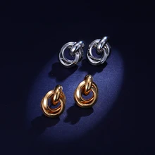 Маленькие двойные круглые геометрические завязанные серьги-гвоздики женские серьги из сплава золотого серебра Brincos подарок Droshipping