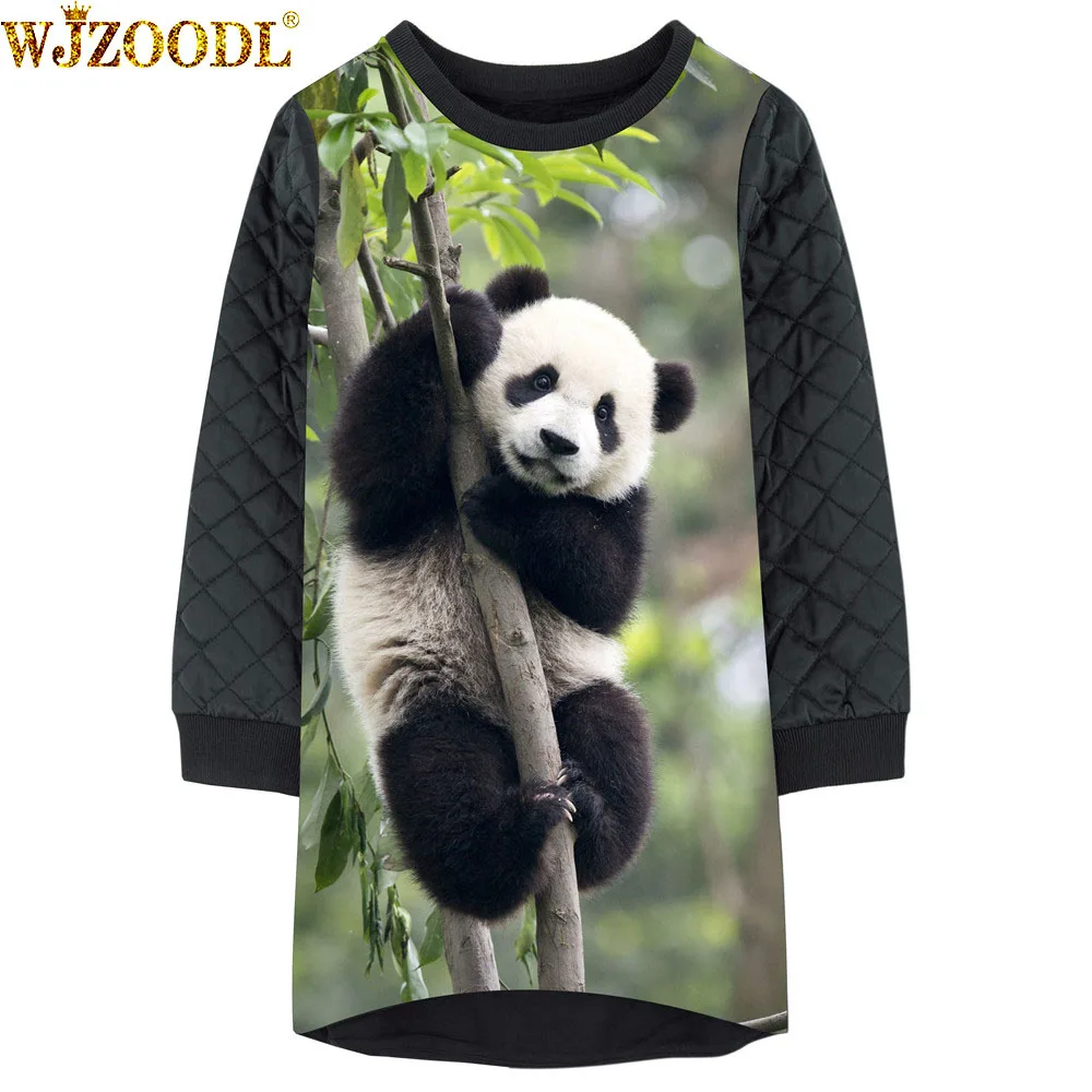Новинка; сезон осень-зима; платье для девочек с милым принтом панды; модные вечерние платья для детей; es От 2 до 12 лет