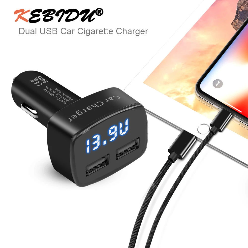 4 в 1 автомобильное зарядное устройство kebidu с двумя USB портами 12 24 В 3 А|Зарядные
