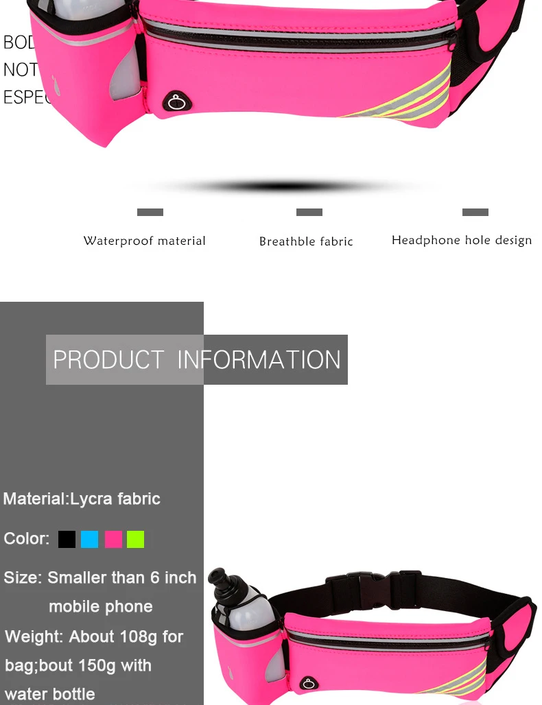 Tfshining Waterproof Running Hydration Belt Reflective Sport Running Water Hip Phone Bag Pouch Racing Gym Waist Pack With Bottle (6)
