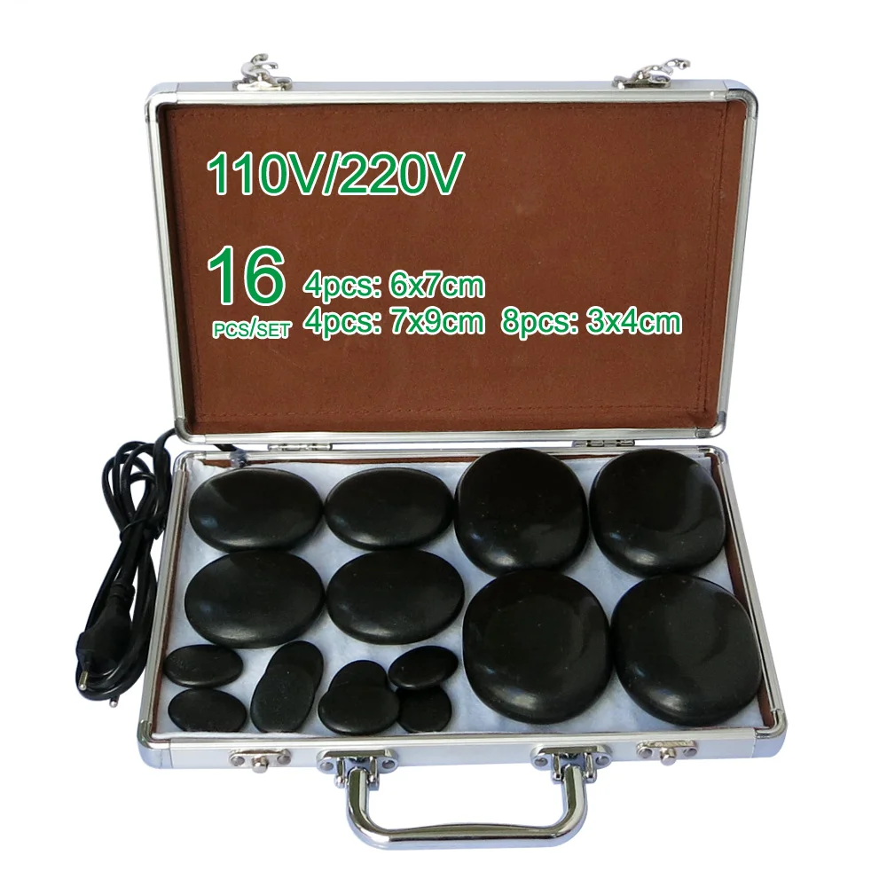

NEW wholesale & retail electrical heating 110/220V SPA hot energy stone 16pcs/set with heat box (model 4+4+8)