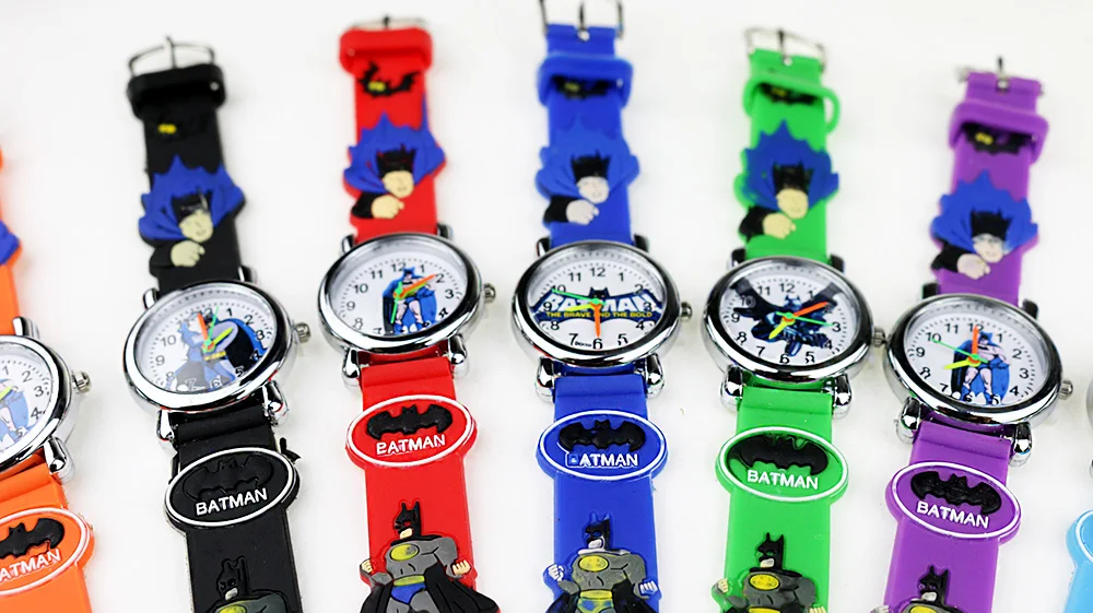 Детские часы с 3D резиновым ремешком и мультипликационным Бэтменом для детей, кварцевые наручные часы, подарок для мальчиков, Часы Montre Enfant Reloj Infantil