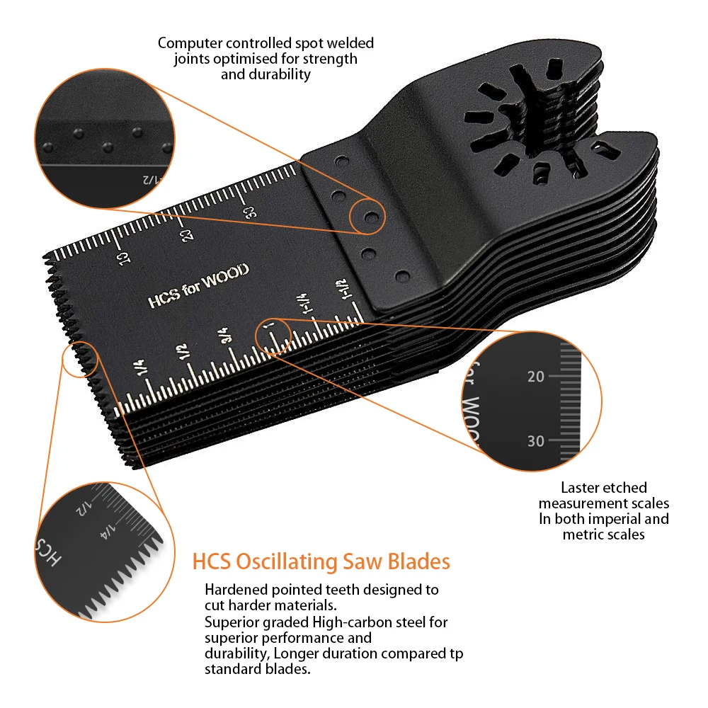 20 шт многофункциональное биметаллическое прецизионное пильное полотно Осциллирующее мультитульное пильное полотно для резки твердых деревянных ПВХ многофункциональных инструментов 29