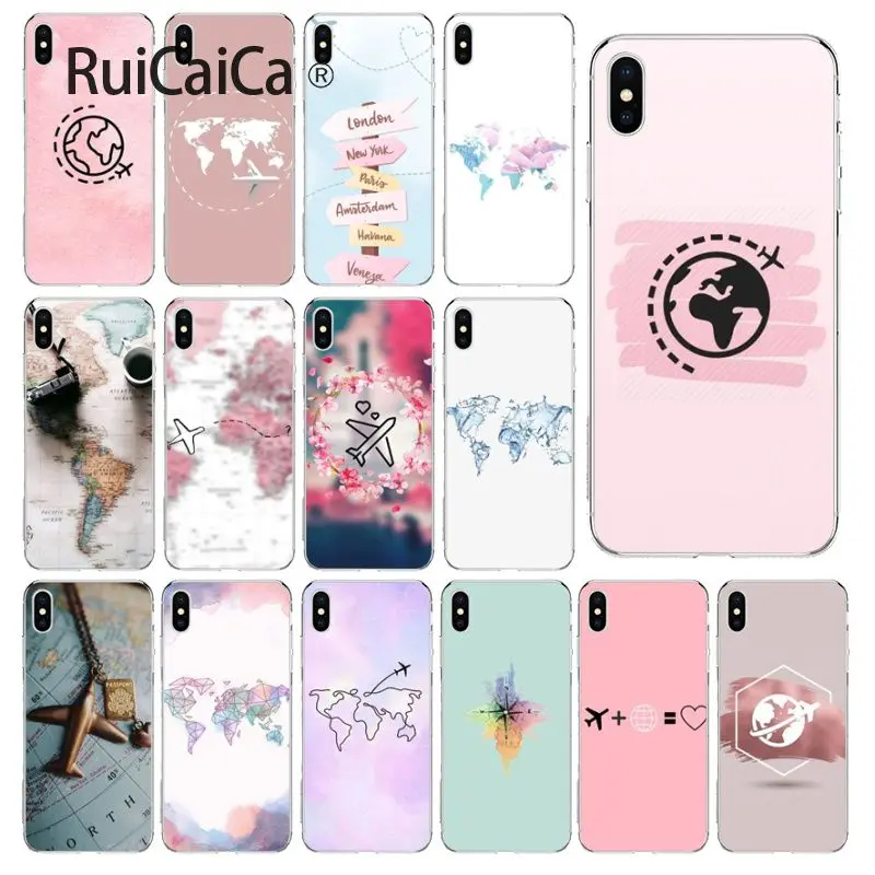 

Ruicaica World Map Travel Plans Custom Photo Soft Phone Case for Apple iPhone 8 7 6 6S Plus X XS MAX 5 5S SE XR Cover