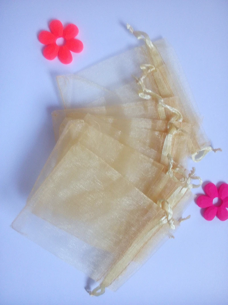 

1000pcs 7*9cm Gold Organza Gift Bag Jewelry Packaging Display Bags Drawstring Pouch For Bracelets/necklace/wed Yarn Bag