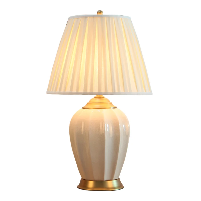 New Simple Modern European Chinese Ceramic Fabric Led E27 Dimmer Table