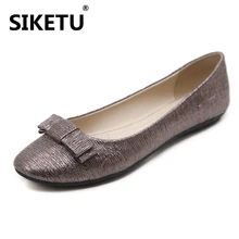 ; Новинка; модная дышащая обувь с бантом; мягкая удобная женская обувь на плоской подошве с круглым носком; большие размеры; европейские размеры 35-41