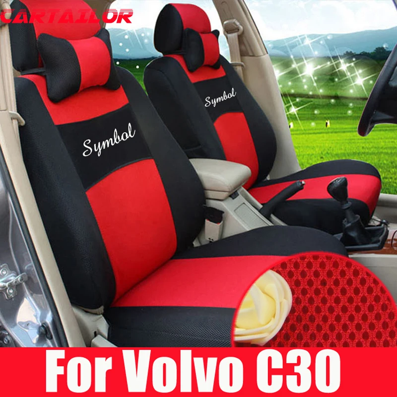 CARTAILOR защитное покрытие автомобильного сиденья для Volvo c30 сиденья аксессуары комплект с сеткой чехлы на сиденья и поддерживает черный чехол для сиденья
