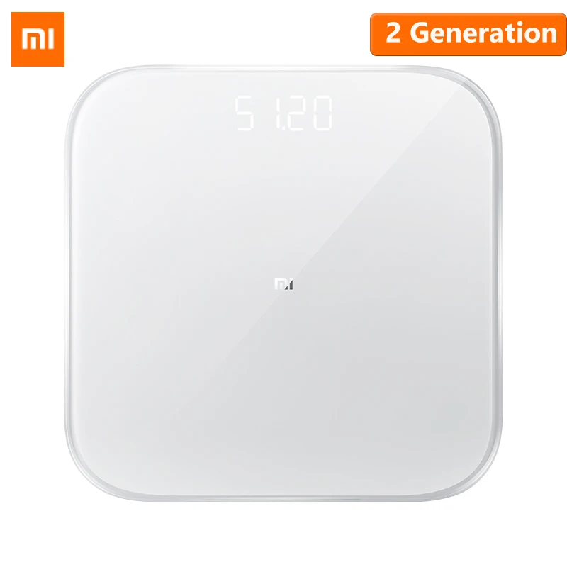 Оригинальные умные весы Xiaomi Mijia 2 Bluetooth 5,0 светодиодный точный вес весы приложение Mifit фитнес бытовой умный дом - Цвет: Белый