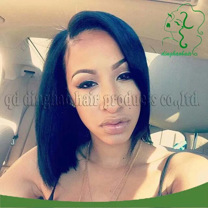 Indian Virgin Hair Short Bob Human Hair Wigs Natural Black Color