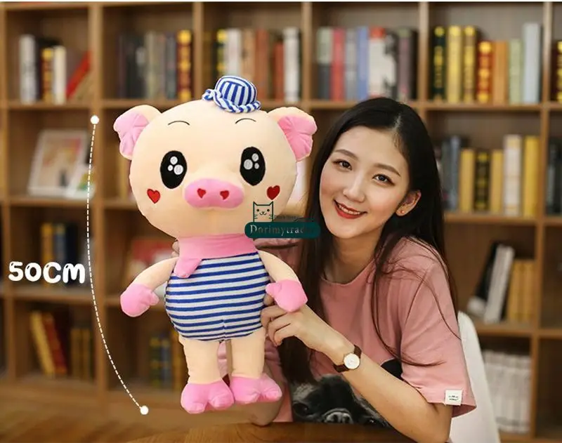 Dorimytrader Cuddly Soft Cartoon Lover Piggy Plush Toy Stuffed Anime Pigs Doll Animals Pillow Children Present 90cm 35inch DY61764 (17)_1