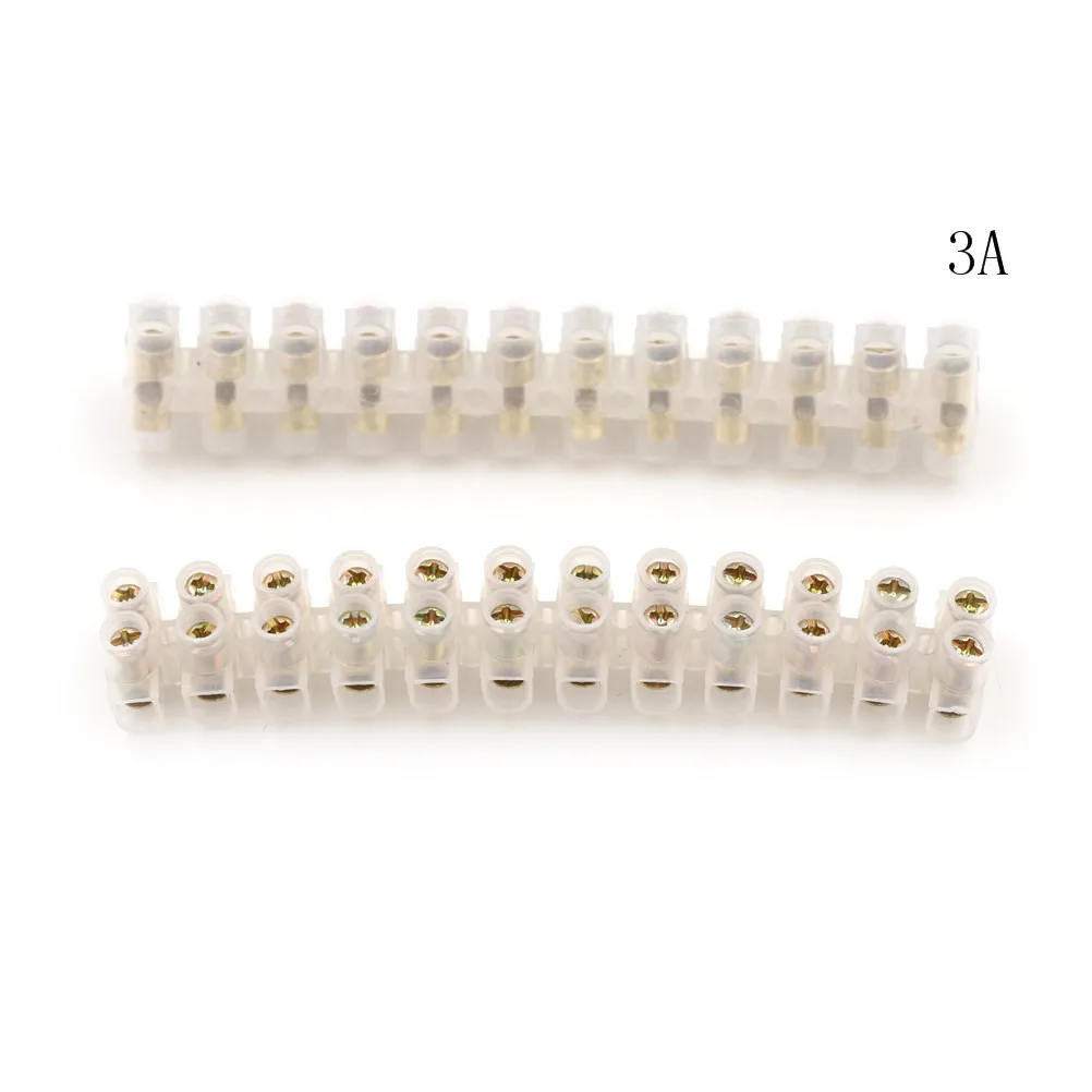 

2pcs 12Position Barrier Terminal Strip Block Electrical Wire Connection 3A 6A 10A 20A 30A Screw Terminal Barrier Connector
