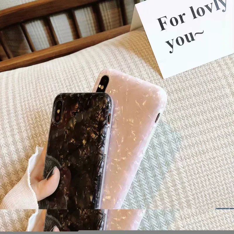 case for iphone 13 pro max Glossy Marble Case For iPhone 13 12 11 Pro Max 6 7 8 Plus XS Max XR Bling Conch Shell Silicone Glitter Soft TPU Shockproof Cover best cases for iphone 13 pro max