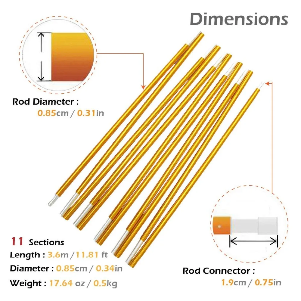 2 шт./компл. 3,6 м* 2 местная палатка стержень из алюминиевого сплава палатки для кемпинга на открытом воздухе полюс запасная деталь для замены палатка Поддержка палки аксессуары для палаток