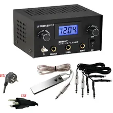 Pro Digital Dual Black Tattoo Machine Power Supply Kit w/ 2 Clip Cord & Foot Pedal — TP-001A