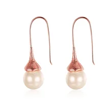 Ventas calientes de Oro Rosa Chapado Imitación de La Perla Pendientes de Gota de Las Mujeres/Niñas Partido Brincos Joyería de Moda Regalos de Boda de Calidad Superior