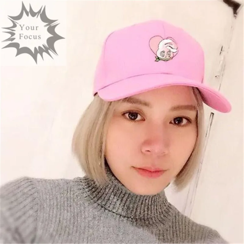 Японская милая розовая Кепка в стиле Харадзюку kwaii lolita sweet Esther Kim love Bunny с вышивкой