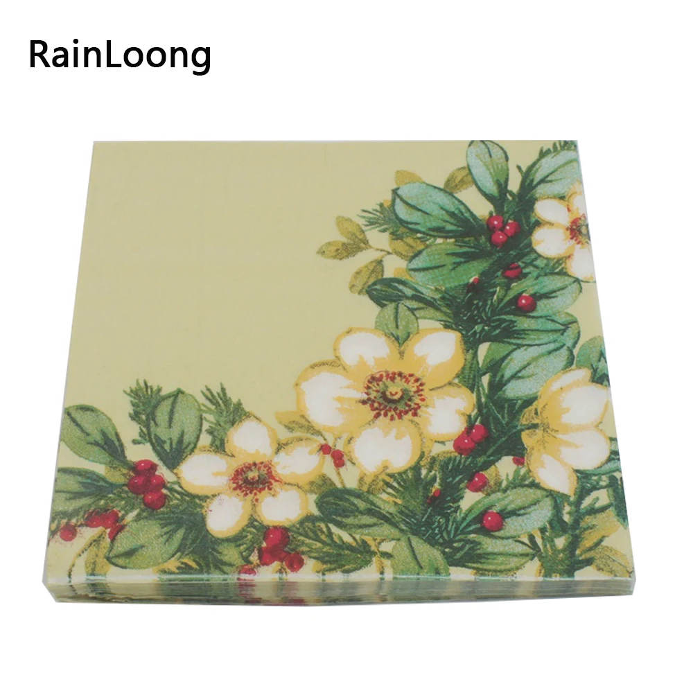 

[RainLoong] Floral Paper Napkin Flower Event & Party Tissue Napkin Supply Decoration Paper 33cm*33cm 20pcs/pack/lot