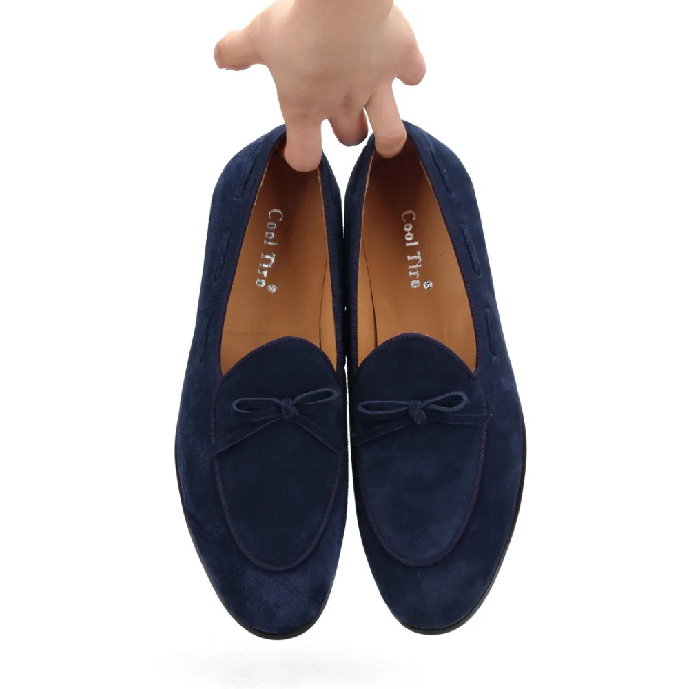 Blue Suede Belgian Loafers Men Dress Shoes (8)