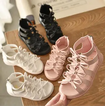 

New Girls Summer Sandals Fashion Princess Shoes Children Soft Bottom Beach Shoes Children's Roman Pink Shoes Size 21-36