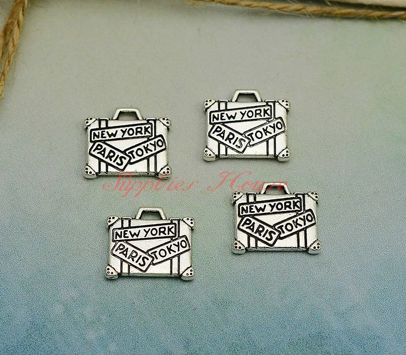 40pcs/lot 14x16mm, Luggage Suitcase charms,Antique silver plated