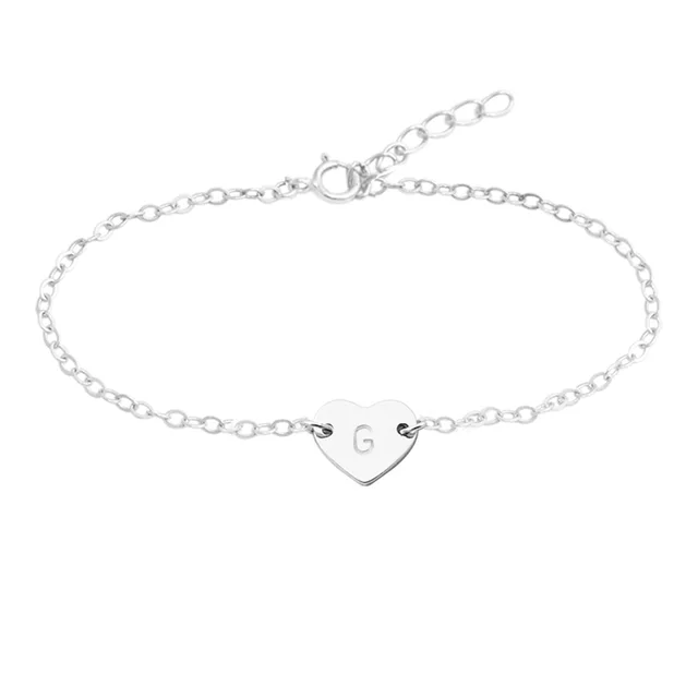 Personalized Heart Bracelet Custom Letter Charm Engraved Personalized Heart Bracelet Custom Letter Charm Engraved Friend Gift Anniversary Bridesmaid