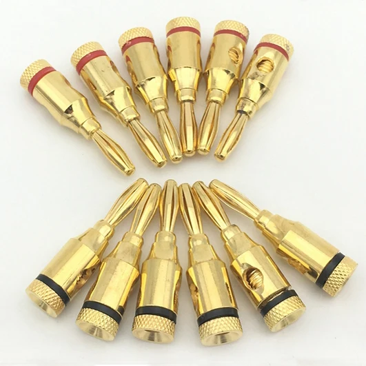 

Free Shipping 50pcs(Red+Black) Speaker Banana Plugs Connector Open screw type Gold Plated