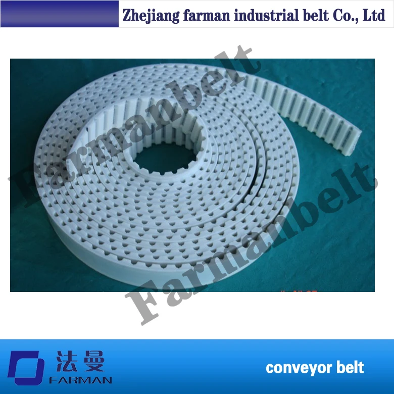 

white T5 PU timing belt with steel cord