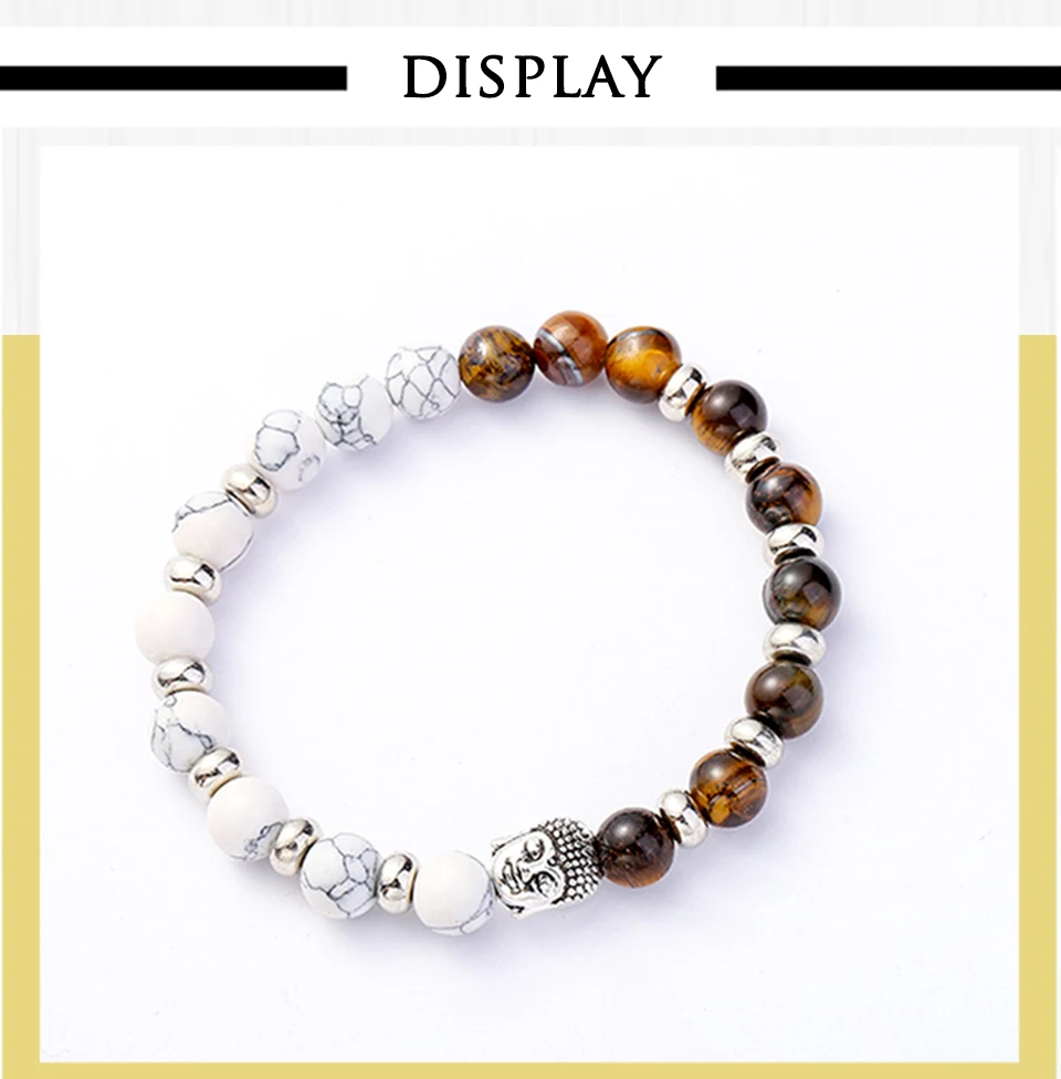 New Fashion Selection Stone Handmade Couple Eaded Bracelet Energy Buddhas Head Chakra Bracelets Male And Female Aura Buddha (6)