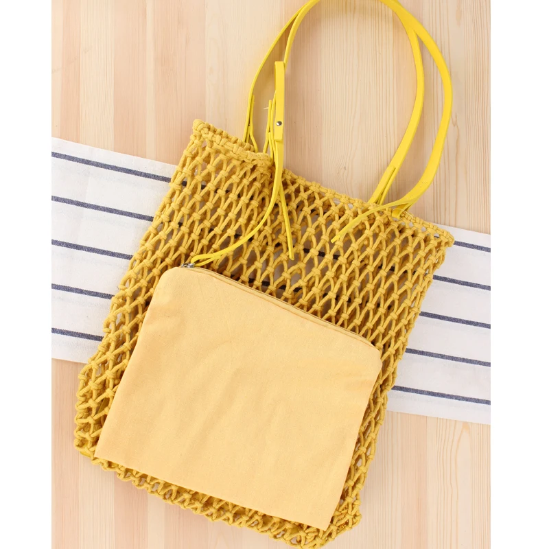 yellow plus SWDF лето Drawstring женская сумка из соломы выдалбливают сплетенные сумки пляжная сумка через плечо дамская сумочка Прямая - Цвет: yellow plus