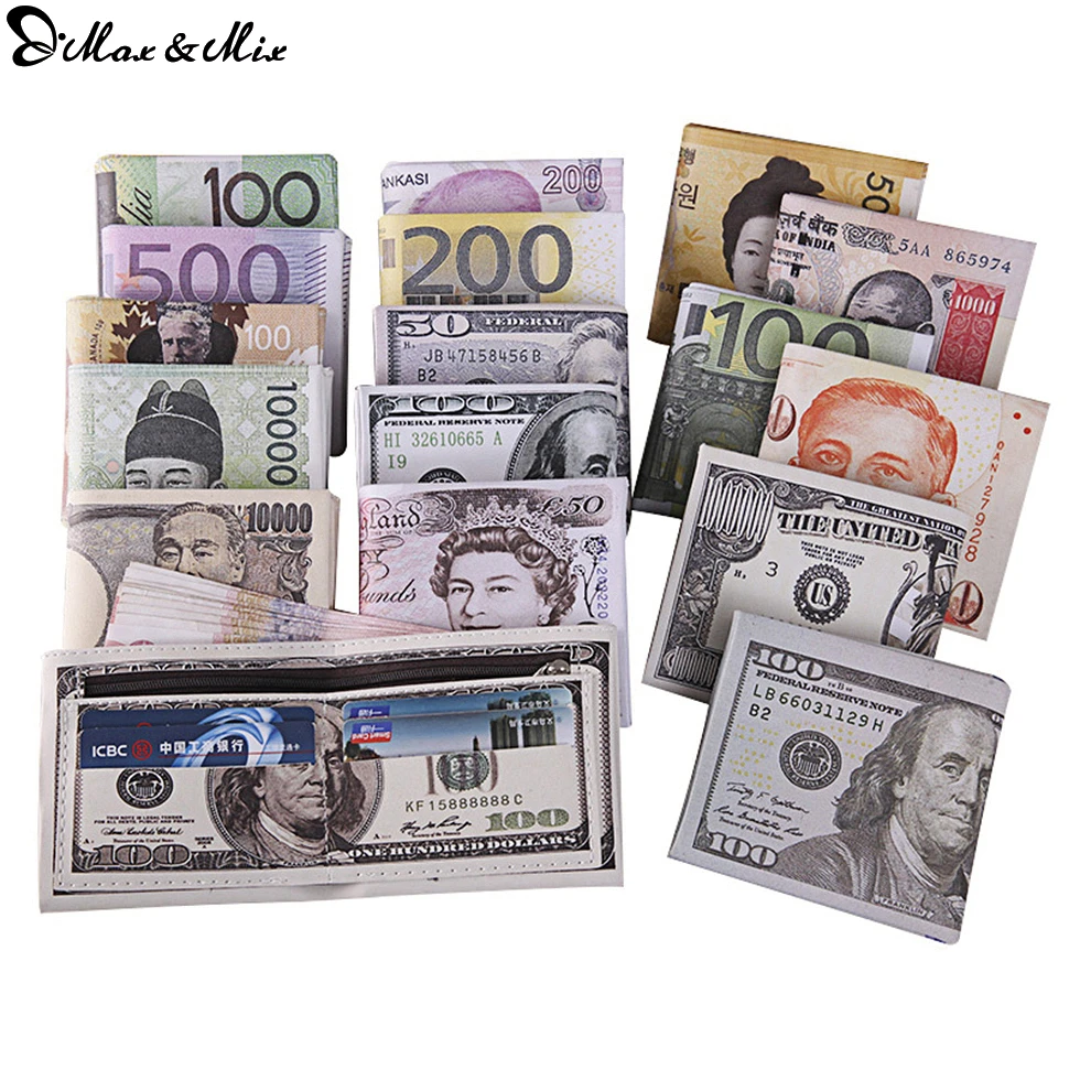 

MAX&MIX Creative Men Women Wallet US Dollar Bill Wallet Billfold Leather Credit Card Photo Holder Pursue  Coin Pocket Short Gift