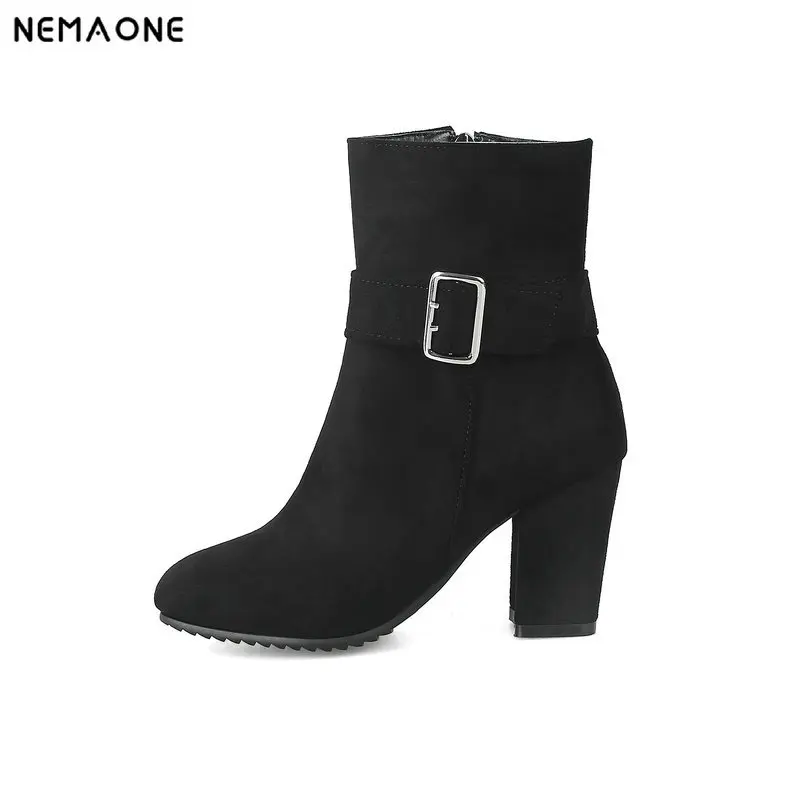 

NEMAONE New Ladies high heels wedding Boots woman dress shoes thick heels spring autumn women boots large size 42 43