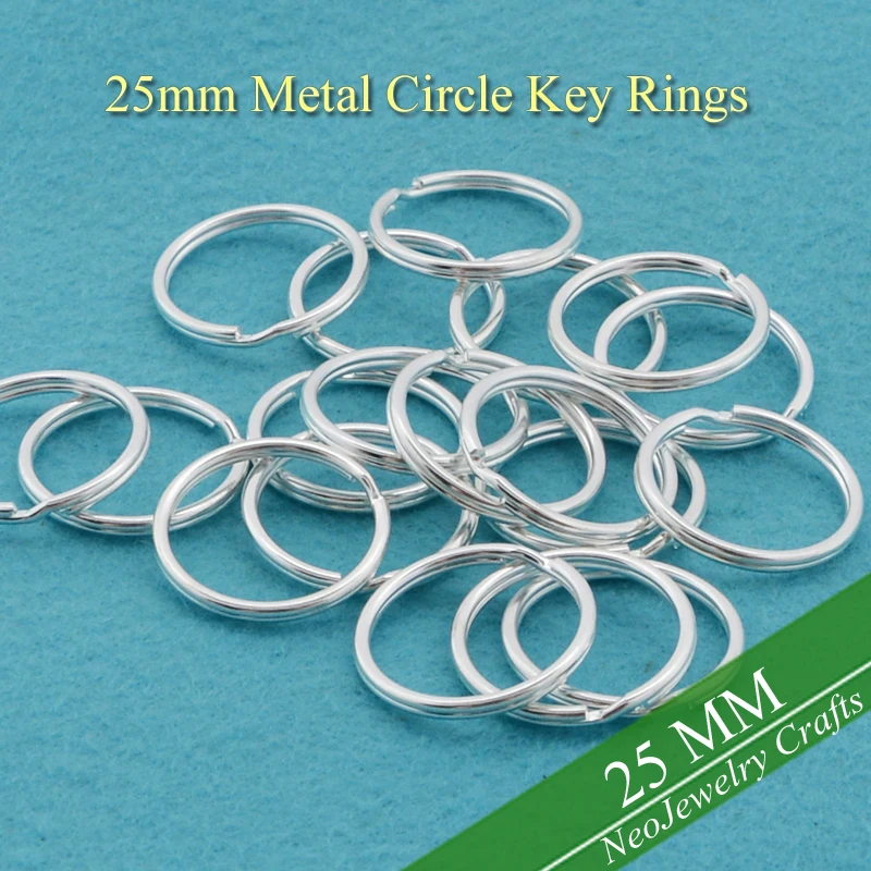 25 мм Серебряный Брелок на руку, ширина 1 дюйм, металлические Разделение кольцо для цепочки для ключей