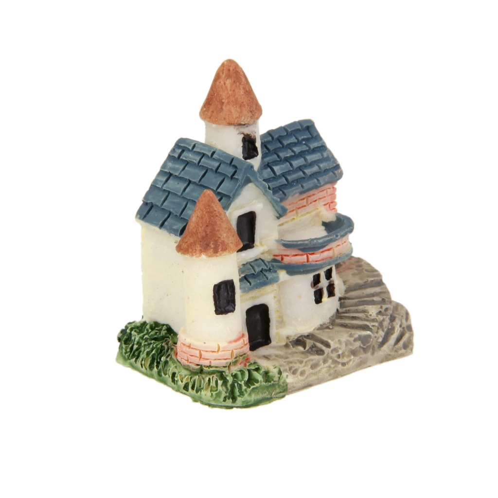 1 Set of 5 European Villa Miniature Dollhouse Bonsai Craft Fairy Garden Glass Vase Decor Resin Garden Statue for micro landscape
