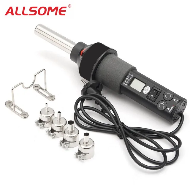 ALLSOME 110V 220V 450W Portable Soldering Hot Air Heat Gun Desolder Power Nozzle Tool LCD Display Adjustable Temperature HT1783